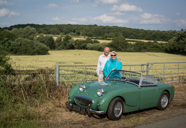 Austin Healey Sprite in the countryside